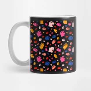 Colorful Block Pattern on Black Mug
